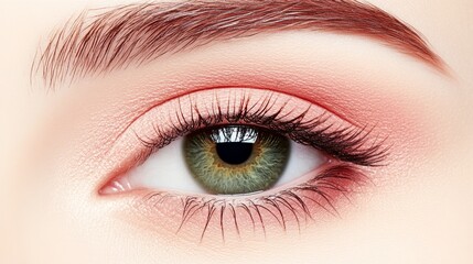 Obraz premium Closeup of a Woman's Eye with Peach Makeup