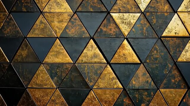 Elegant geometric patterns capture the luxurious essence of gold and black in a modern interior design setting. Generative AI