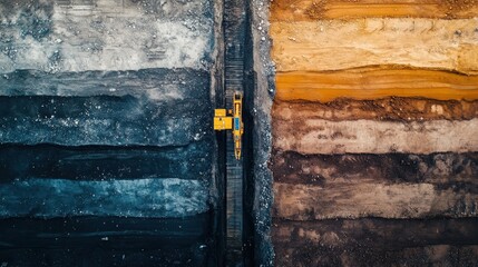 A time-lapse view of a well drilling site, with the machinery moving steadily through different layers of earth.