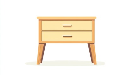 Chic side table with two drawers, vector illustration on a white background, simple flat design style of cartoon clip art
