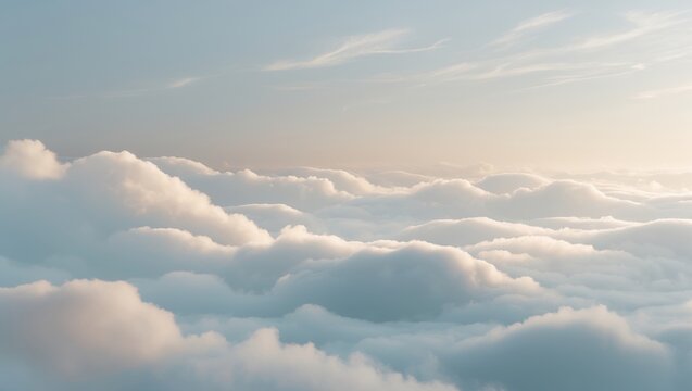 A serene view of soft, fluffy clouds beneath a gentle sky, creating a peaceful and tranquil atmosphere.