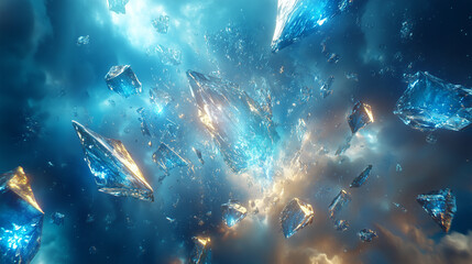 Fototapeta premium Glowing Cosmic Crystals in Vibrant Nebula