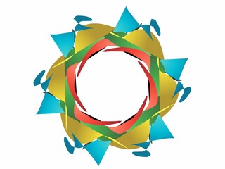 wreath Watercolor geometric in Shape of circle Isolated on White Background	