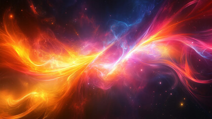 Fototapeta premium Vibrant Cosmic Nebula With Swirling Energy and Sparkling Stars