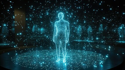 Fototapeta premium Digital Humanoid in a Network of Light
