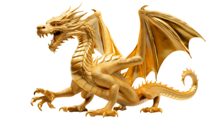 Golden dragon on a transparent background 