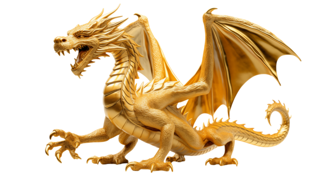 Golden dragon on a transparent background 