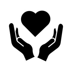 Obraz premium Care line and glyph icon, family and love, hand holding heart sign, vector graphics, a linear pattern on a white background, eps 10.