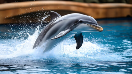 Fototapeta premium Dolphins swimming in water 