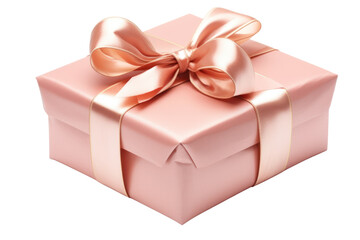 Obraz premium A beautifully wrapped gift box with a shiny satin ribbon and decorative bow, placed at an angle to showcase the intricate details of the wrapping.