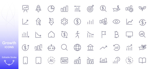 Growth icon. Outline icon about money, investment, chart, financial business.