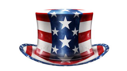 Patriotic Uncle Sam Top Hat on a transparent background 