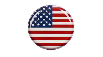 Patriotic American Flag Button on a transparent background 