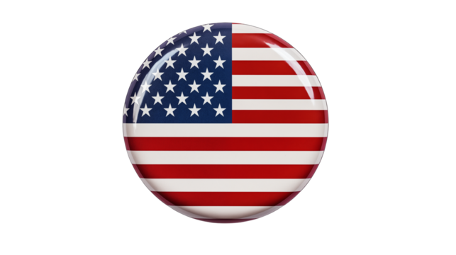 Patriotic American Flag Button on a transparent background 