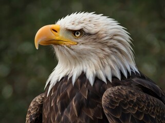 Obraz premium Bald Eagle The national bird of the United States, the Bald Eagle features a striking white head, brown body, and yellow beak, embodying both power and elegance.full body 