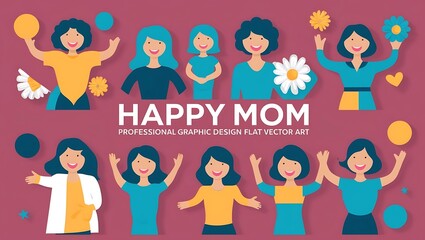 Happy Mothers Day Celebration Featuring Diverse Women