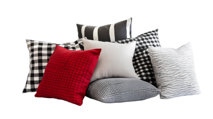 red and white pillows