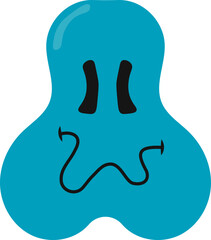 Psychedelic Melting Emoticon. Vector Illustration in Flat Cartoon Concept