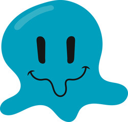 Psychedelic Melting Emoticon. Vector Illustration in Flat Cartoon Concept