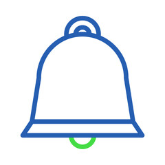 Bell Icon Blue and Green Outlined Shape on White