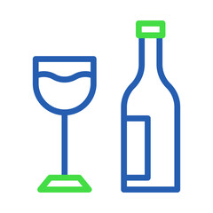 Wine Glass and Bottle Outline Graphic Design Icon