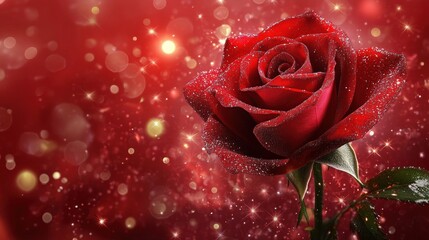 vibrant red background with soft sparkles and shimmering effects, creating a sense of elegance and festivity