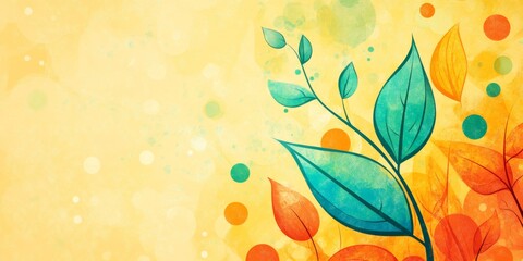 Fototapeta premium A painting of a leafy tree with a blue and green background