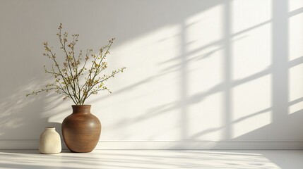 Elegant shadow geometry on a clean white wall, inspired by window light 