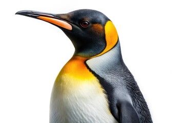Obraz premium Aerial shot: a king penguin colony against a stark white background, showcasing flightless majesty in the Antarctic.
