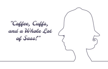 Metropolitan policewoman face side view icon. Elegant silhouettes of a female head. Avatar profile sign. Thin line style. Motivational quote or phrase