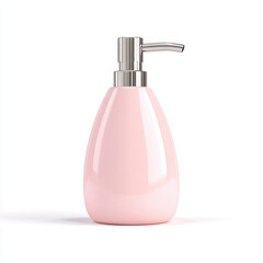 Obraz premium sleek pink soap dispenser with metallic pump, perfect for modern bathrooms. Its elegant design adds touch of sophistication to any space, making it stylish accessory