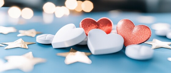 Romantic Hearts  Pills  Stars  Love  Health  Hope Concept