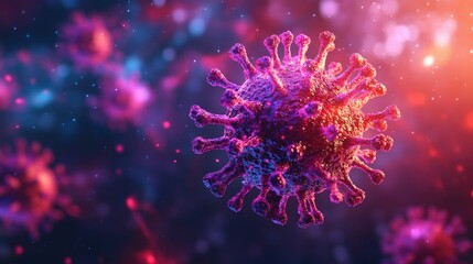 Fototapeta premium Microscopic View of a Coronavirus: A Detailed 3D Render of a Virus Particle