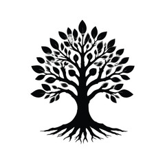 Black and white silhouette tree