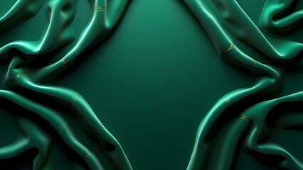 Luxurious Emerald Velvet Background Golden Stitching in Floral Patterns