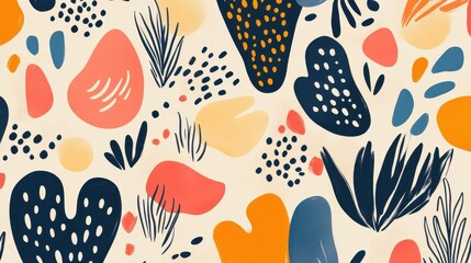 Abstract Colorful Organic Shapes Pattern Design