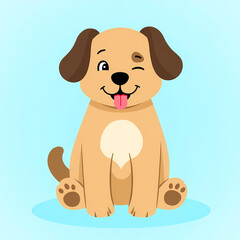 playful brown puppy sitting and winking