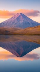 Fototapeta premium Majestic Mountain Reflection in Tranquil Lake at Sunset