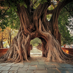 Ancient Banyan Tree Archway: Nature's Majestic Gateway