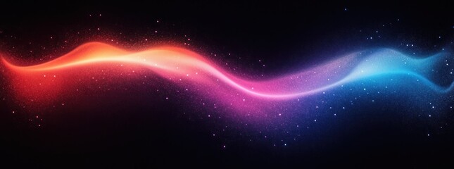 Vibrant Abstract Color Wave Background with Neon Pink and Blue Gradient in Dark Black Noise Texture