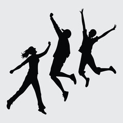  A-group-of-friends-jumping-in-joy image silhouette vector art and illustration