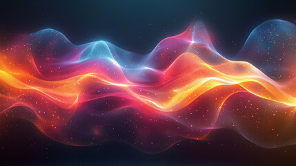 Fototapeta premium Vibrant Energy Wave of Colorful Particles and Light