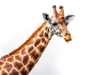 Obraz premium African safari's majestic giraffe, captured in a pristine white background image.