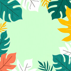 vibrant tropical leaves border