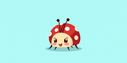 cheerful cartoon ladybug with a bright red and white polka dots