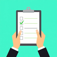 hands holding a clipboard checklist showing task completion