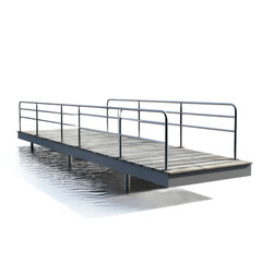 A simple dock with a metal railing, isolated on a transparency background