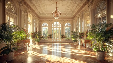 Obraz premium Sunlit Grand Hall: A Luxurious Indoor Oasis