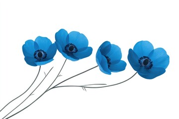 Fototapeta premium Vibrant blue flowers gracefully arranged on a white background, showcasing their beauty and elegance