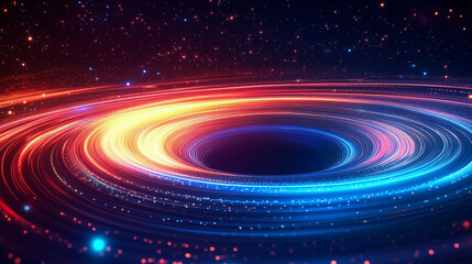 Vibrant Cosmic Spiral of Glowing Particles and Light